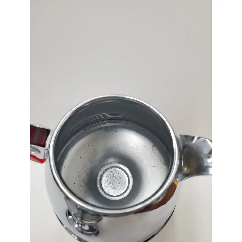 Vintage Chrome Sugar & Creamer Set Red Bakelite Handles Chrome Mid Century Retro